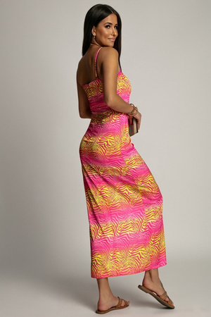 Sukienka satynowa - Różowa Zebra