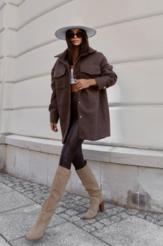 Płaszcz BOUCLE  - Czekolada