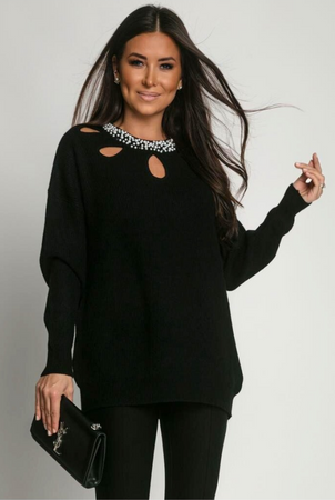 sweter z ozdobnym dekoltem zoja