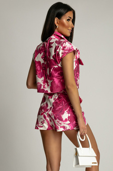 Komplet AWEO - Róże fuksja na beżu