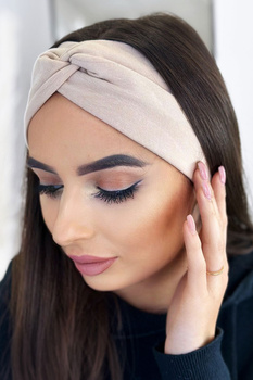 Bawełniana beżowa opaska na głowę Maila