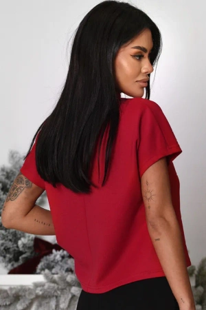 Czerwona pudełkowa dzianinowa bluzka RIVA