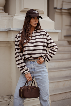 Bluza ERITH pasy beż i brąz