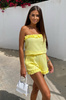 Komplet muślinowy z krótkimi spodenkami - Żółty