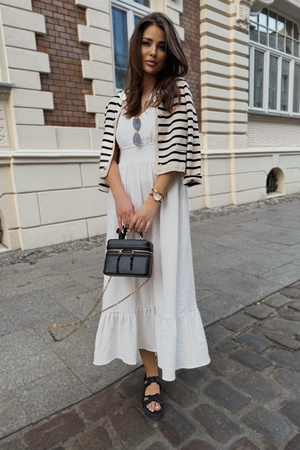 Długa sukienka muślinowa - Biała