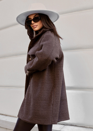 Płaszcz BOUCLE - Czekolada