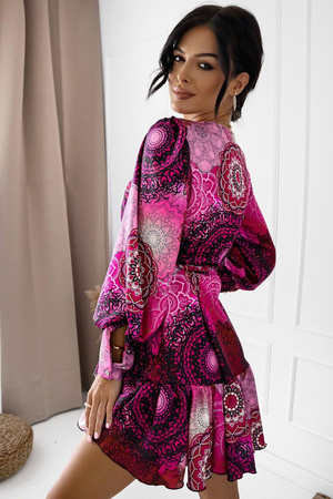 Sukienka "ANNA" różowy wzór boho