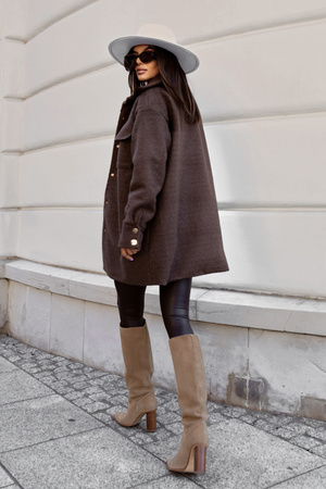 Płaszcz BOUCLE - Czekolada