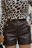 Krótkie skórzane spodenki ze złotymi napami- Brązowe