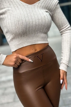 Legginsy lekko ocieplane V - Brąz