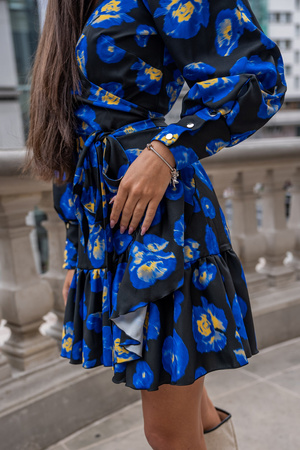 Sukienka "ANNA" krótka - Blue Flowers