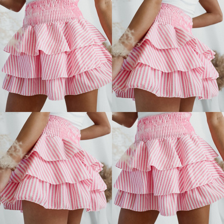 Spódniczka falbany - Biało-różowa