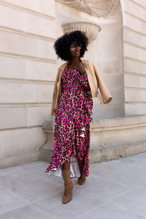 Sukienka "ANNA" długa - Panterka z Różowym