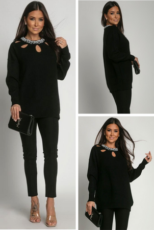 sweter z ozdobnym dekoltem zoja