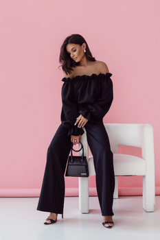 Komplet lniany MIA - Czarny