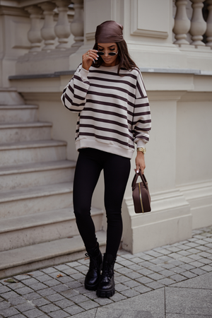 Bluza STREL pasy beż i brąz