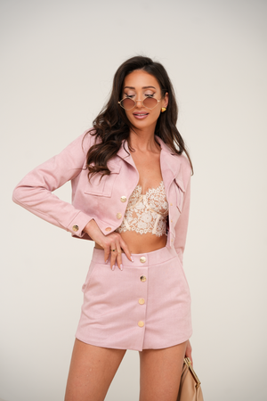 Komplet BLISS ze spódnico-spodenkami - Jasny róż