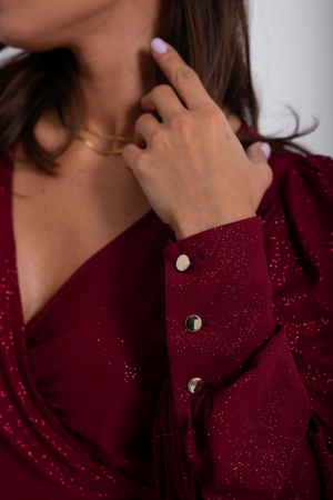 Bluzka AMY Świąteczny błysk - Bordowa