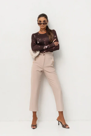 Bluzka SHIRA długi rękaw - Brown flowers