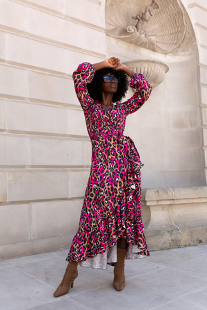 Sukienka "ANNA" długa - Panterka z Różowym