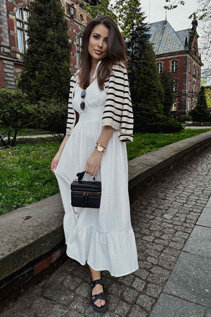 Długa sukienka muślinowa - Biała