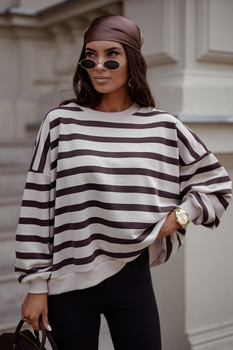 Bluza STREL pasy beż i brąz