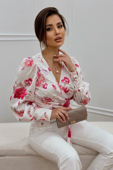 Bluzka kopertowa GABI - Różowy kwiat