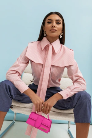 Koszula MILO - Paski jasny róż