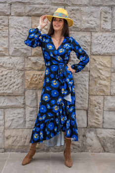 Sukienka "ANNA" długa - Blue Flowers