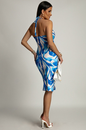 Sukienka Vietnam - Niebieski Wzór