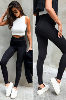 Czarne elastyczne legginsy push-up Wish