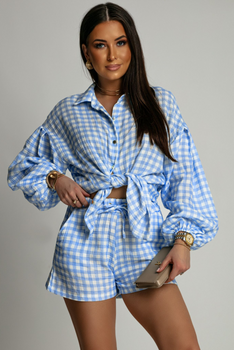 Komplet MOLLY muślin - Niebieska kratka