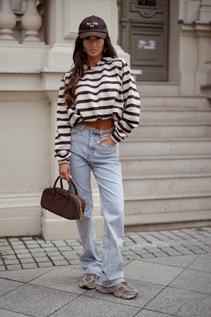 Bluza ERITH pasy beż i brąz