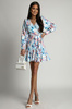Sukienka "ANNA" krótka wzór niebieskie kwiaty