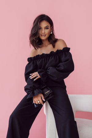 Komplet lniany MIA - Czarny