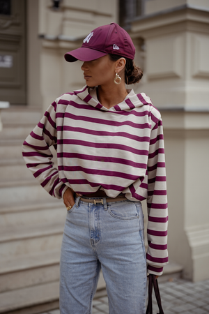 Bluza ERITH pasy beż i bordo