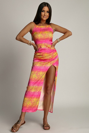 Sukienka satynowa - Różowa Zebra