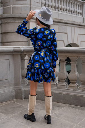 Sukienka "ANNA" krótka - Blue Flowers