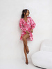 Sukienka "ANNA" krótka - Różowa łąka